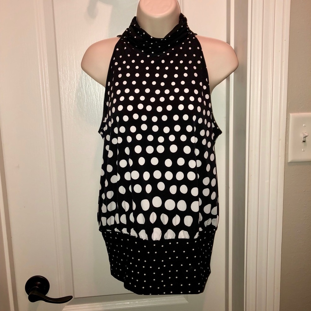 Cato Black/White polka dot dress tank, Medium
